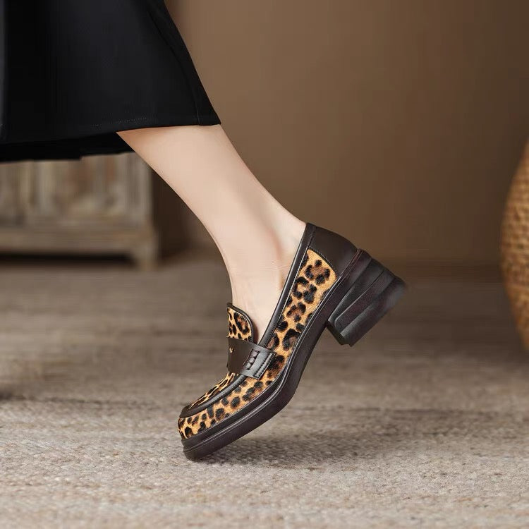 New Genuine Leather Thick-soled loafers