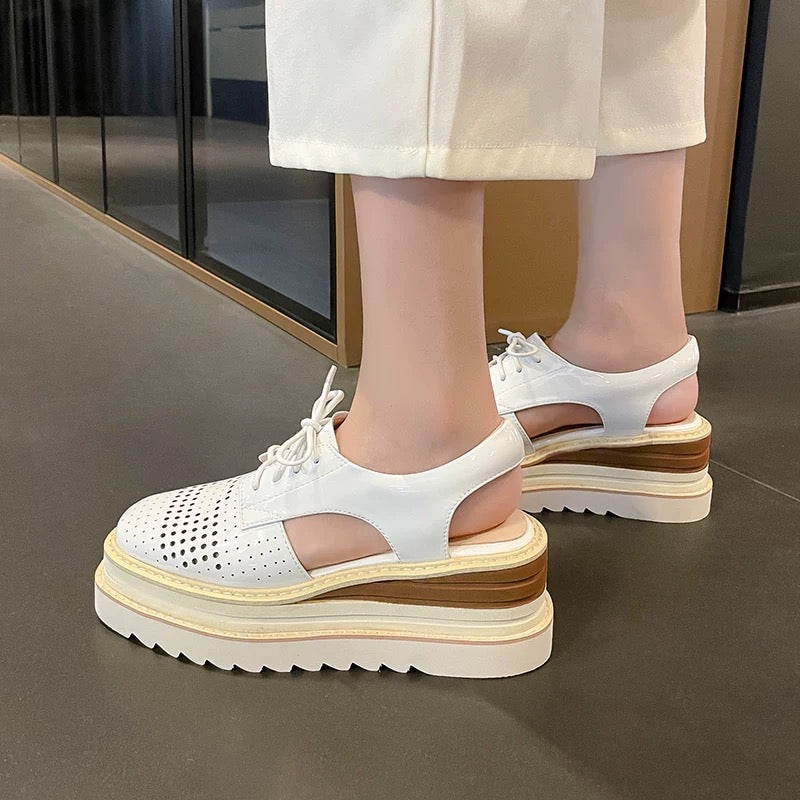 Women's genuine leather platform sandals
