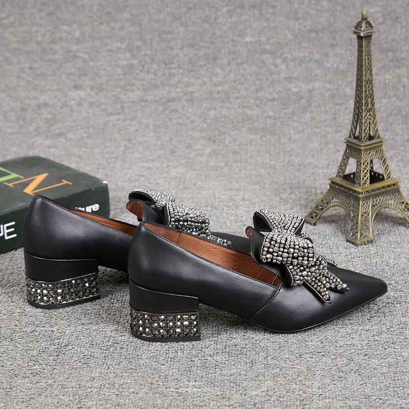 European station spring and autumn new genuine leather high heels