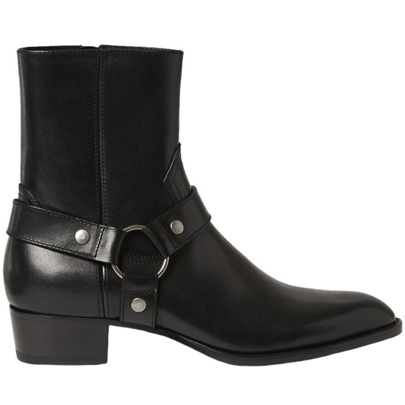Black leather Chelsea boots