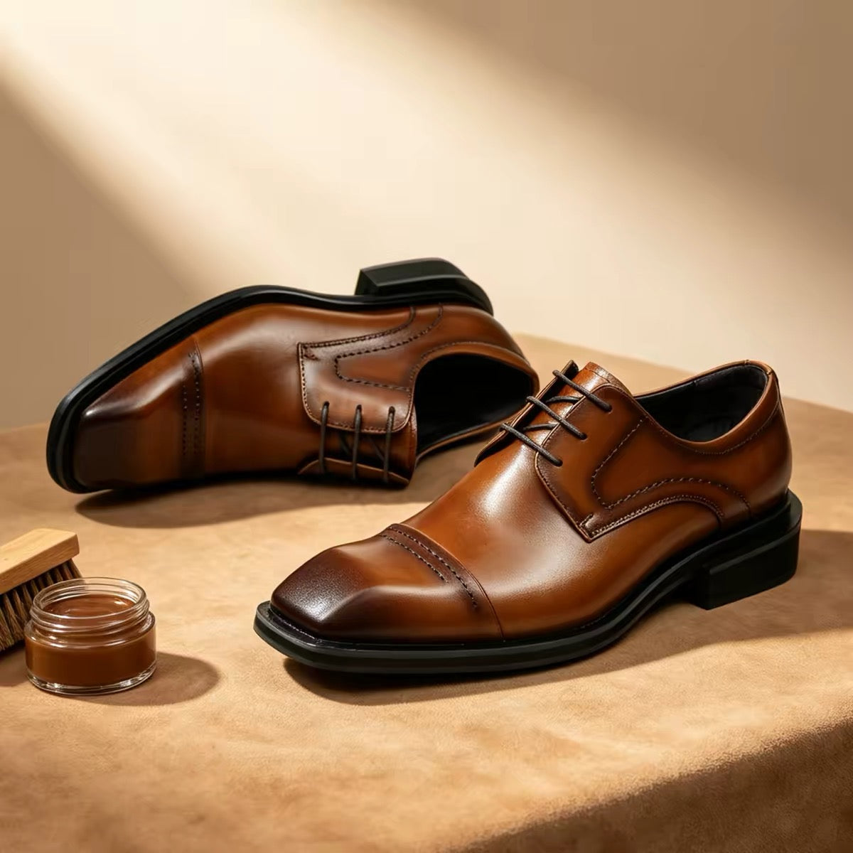 Executive Cognac Derby Shoes