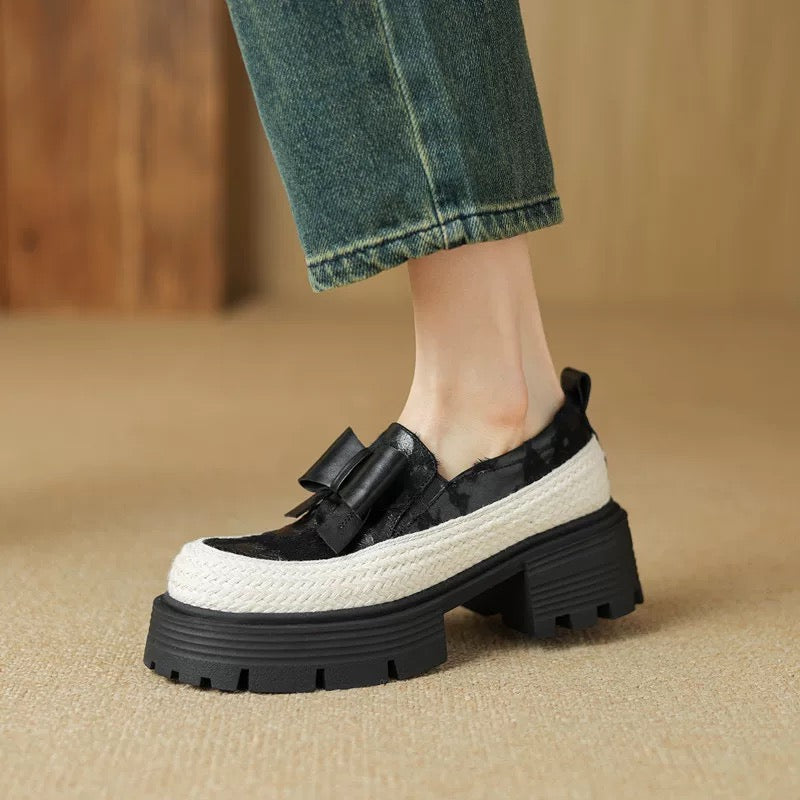 New Genuine Leather Thick-soled loafers