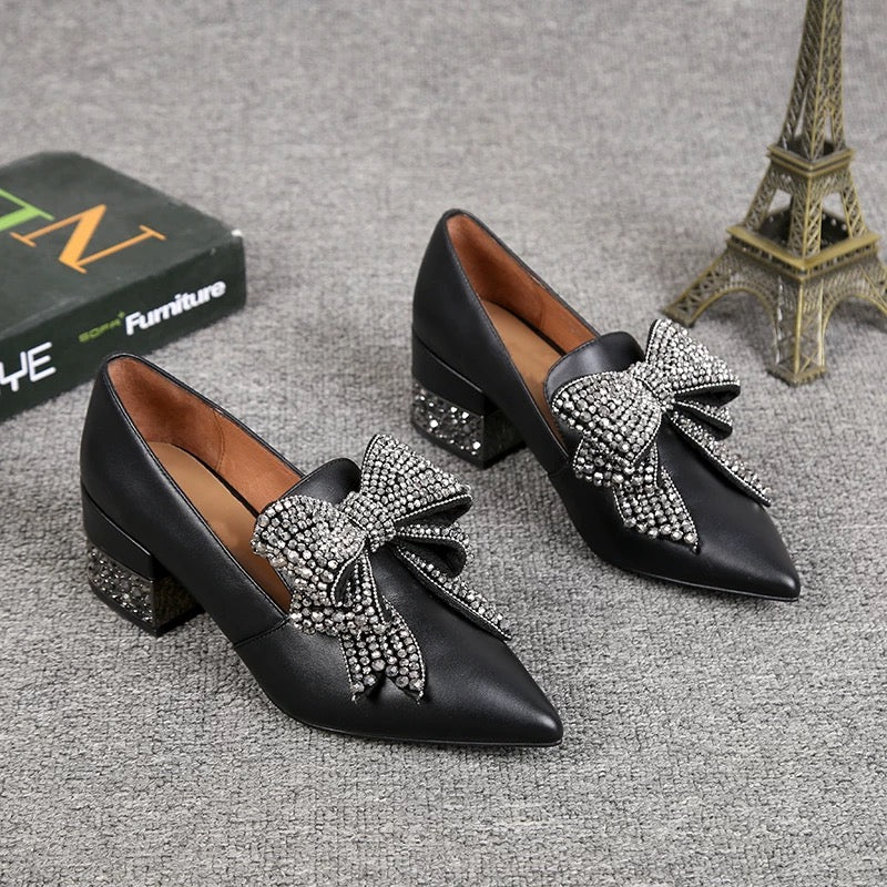 European station spring and autumn new genuine leather high heels