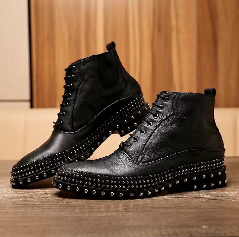Matte studded boots
