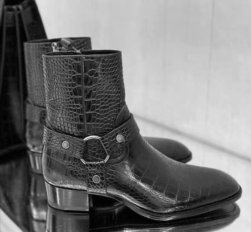 Crocodile skin boots
