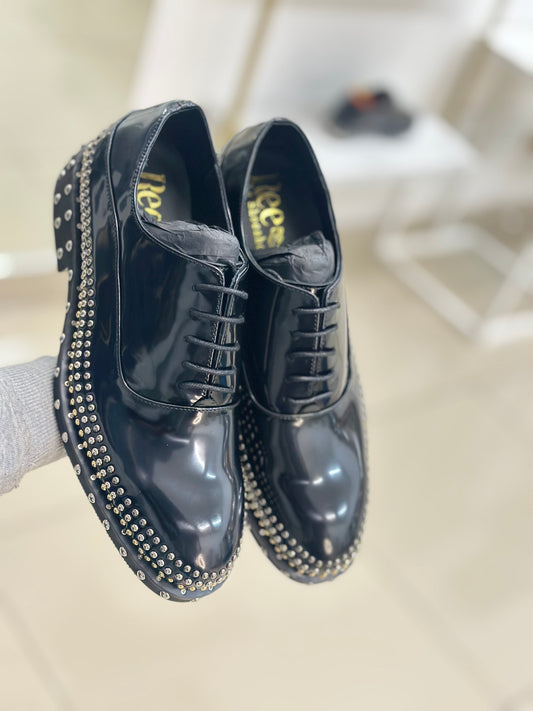 Black Studded Loafers