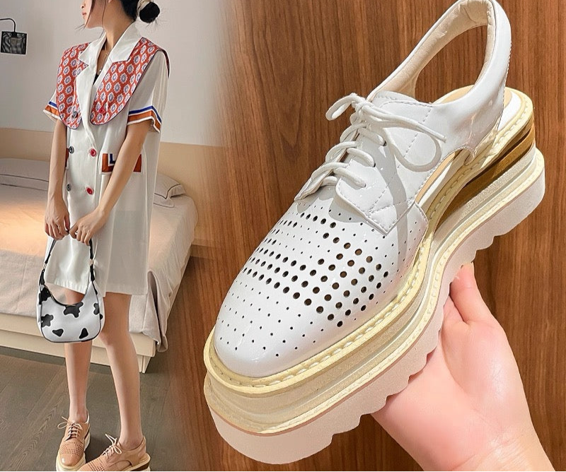 Women's genuine leather platform sandals