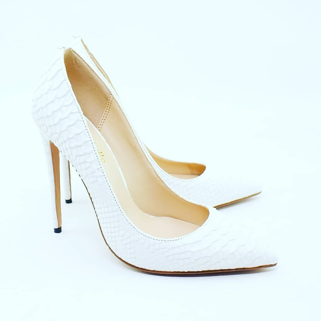 Crocodile skin heel