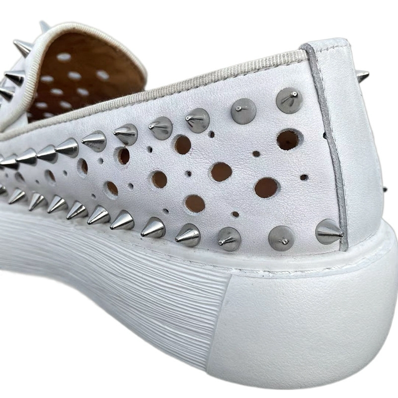 White spike loafers