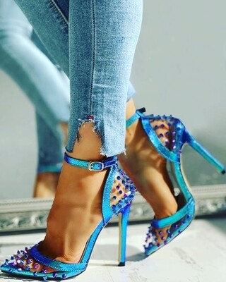Blue spiked heel