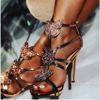 Butterfly sandal heel