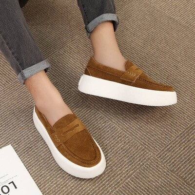Brown thick sole Loafers