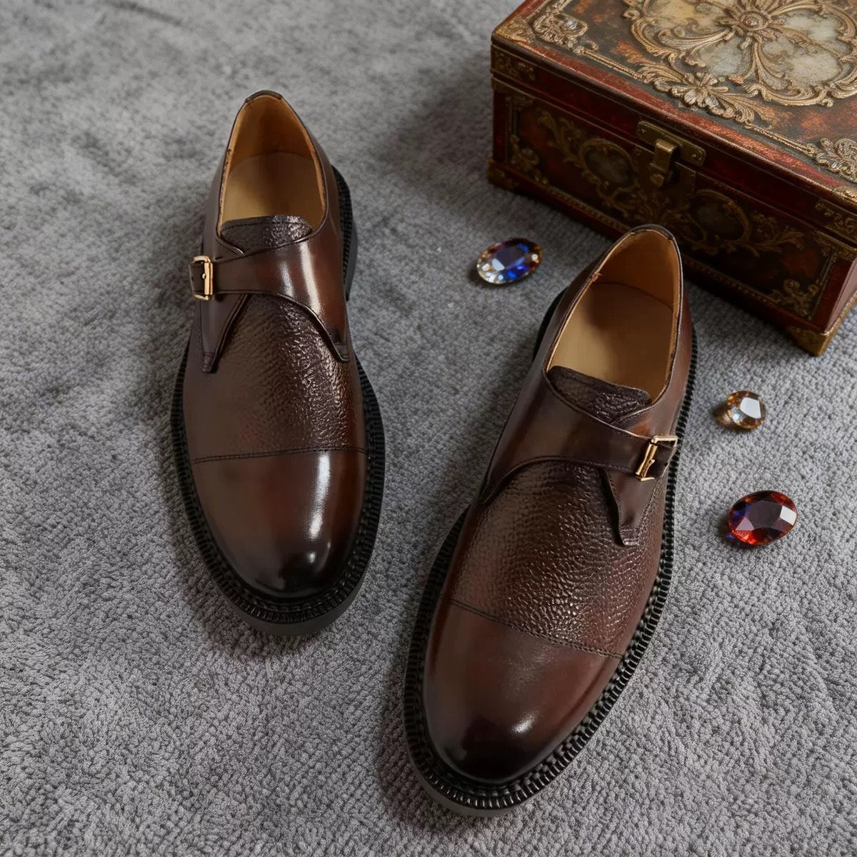 Prestige Chocolate Brown Monk Strap Shoe