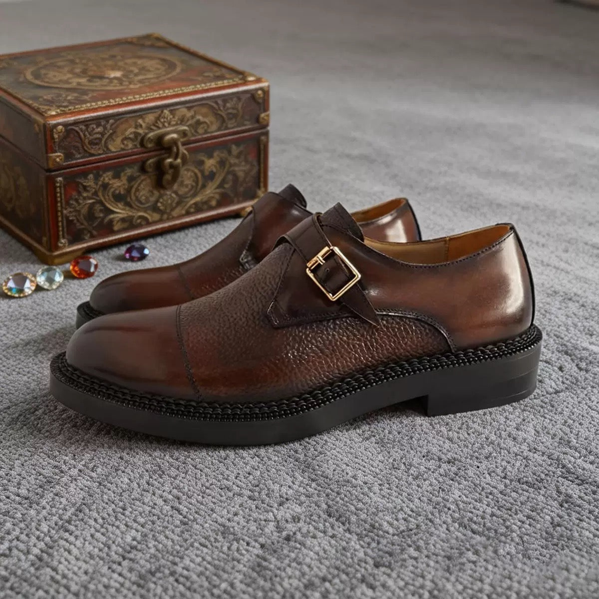Prestige Chocolate Brown Monk Strap Shoe