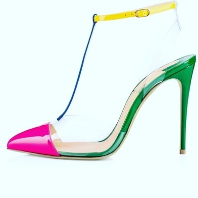 Multicolored open back stilleto