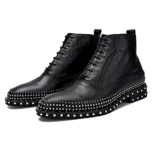 Matte studded boots