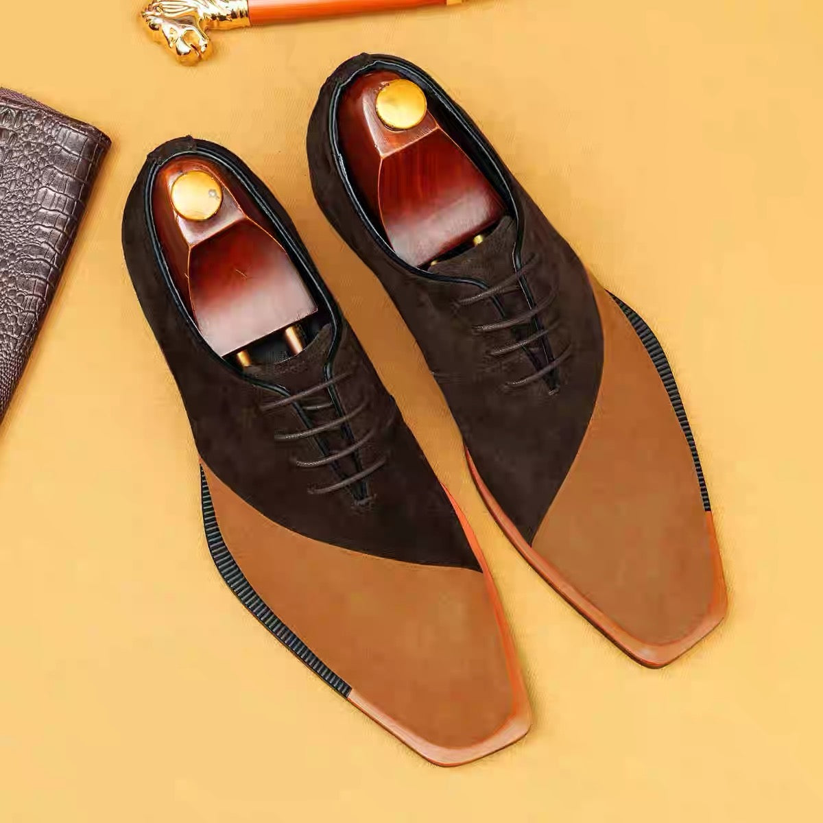 Two-Tone Suede Derby Shoes