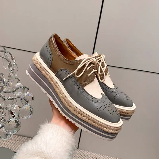 Platform genuine leather shoes