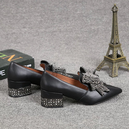 European station  spring and autumn new genuine leather high heels