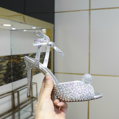 Silver bride's shoes