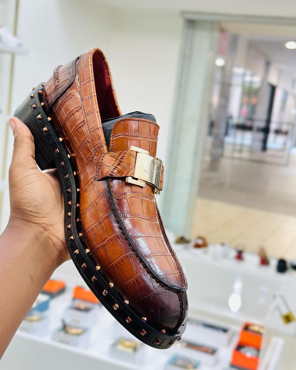 Brown Studded Loafers