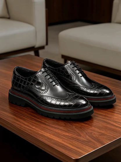 Crocodile-Embossed Brogue Shoes