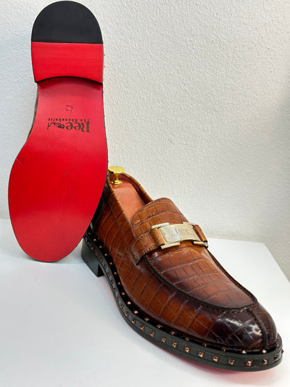 Brown Studded Loafers