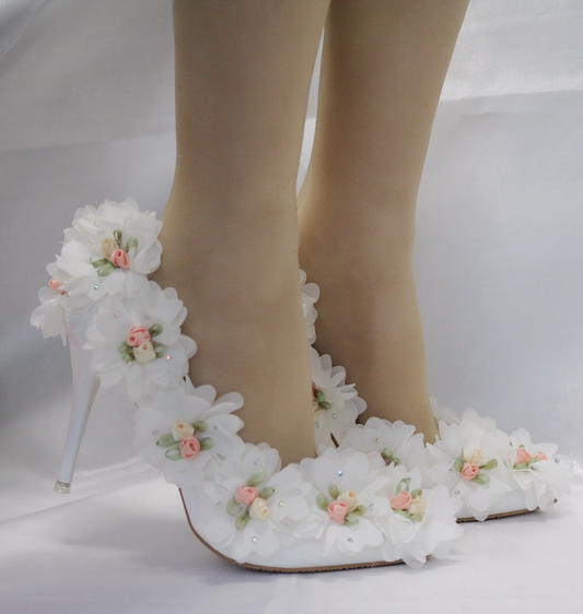 Floral bridal shoes