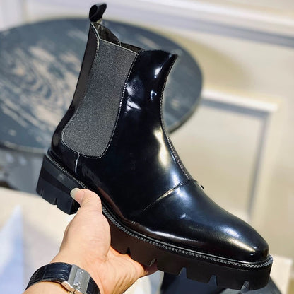 Black leathered boots