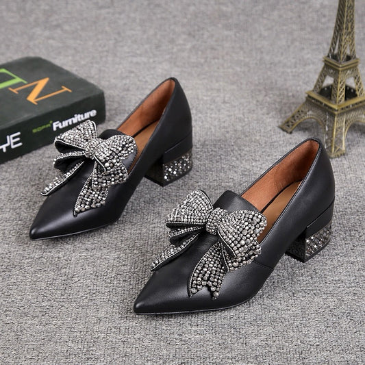 European station  spring and autumn new genuine leather high heels