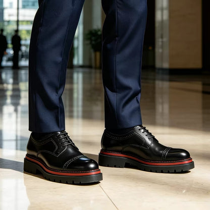 Royal Executive Black & Red Brogue Shoes