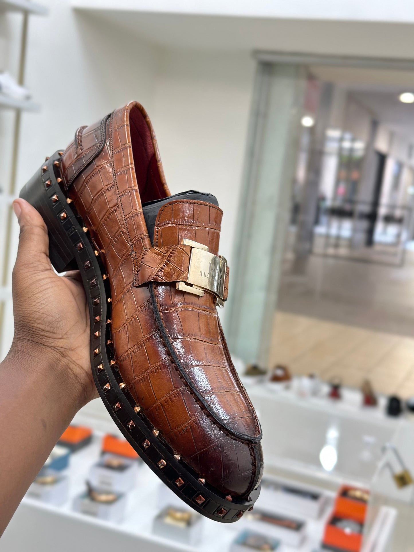 Brown Studded Loafers