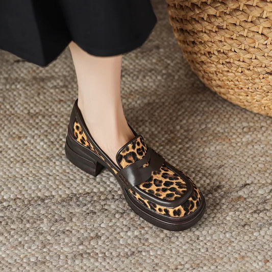 New Genuine Leather Thick-soled loafers