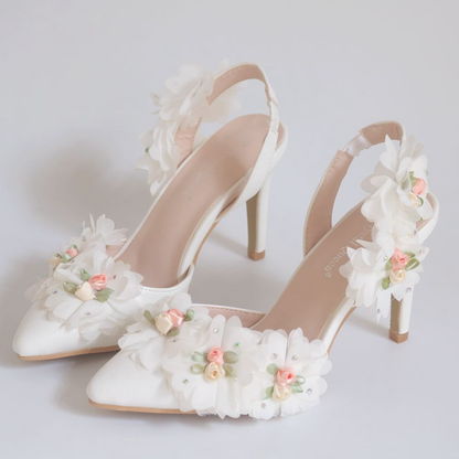 Floral open back heel