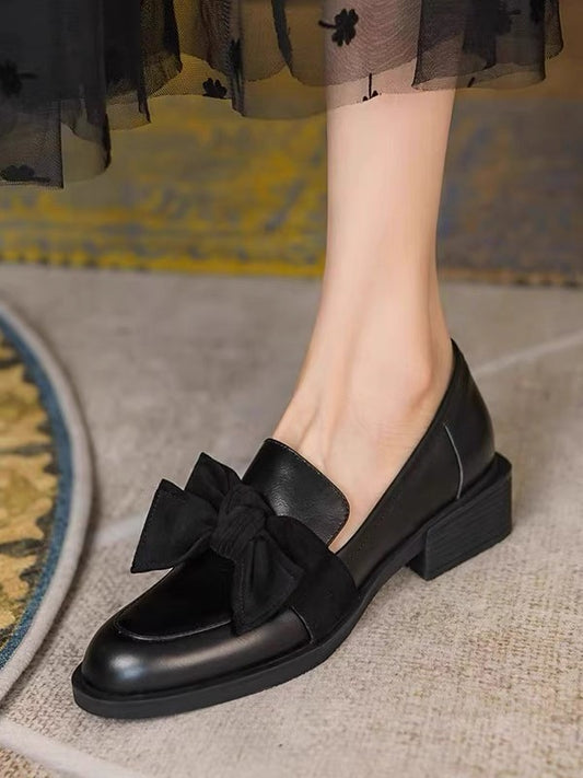 Bow tie genuine leather shoes
