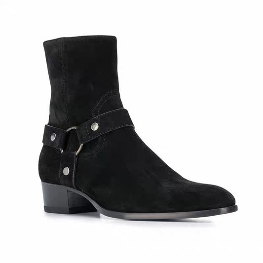 Black suede boots