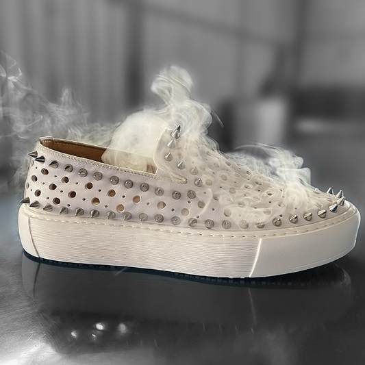 White spike loafers