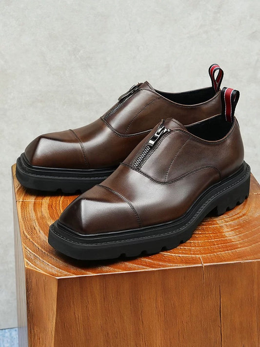 Brown zipper shoes