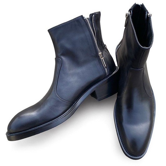 Leather Black Boots for Men