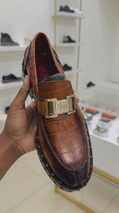Brown Studded Loafers