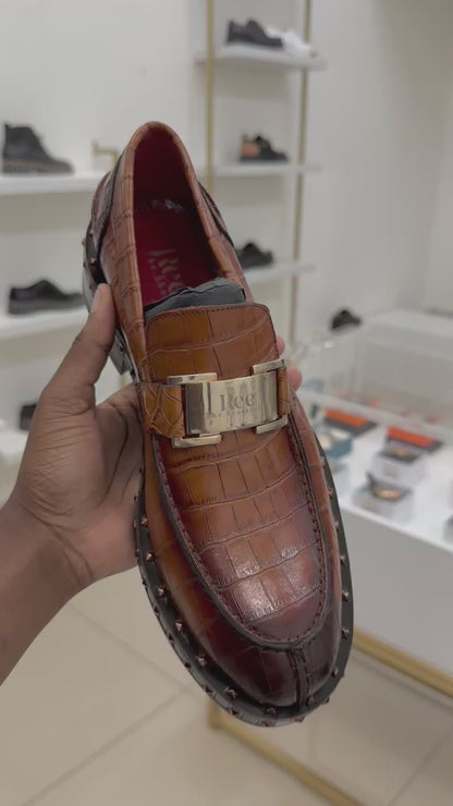 Brown Studded Loafers